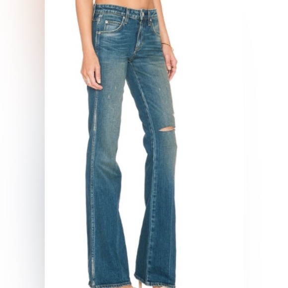 NWT AMO Kick Dive Bar Destroy higher rise Flare leg 29 inseam denim jeans 25 - Picture 4 of 6